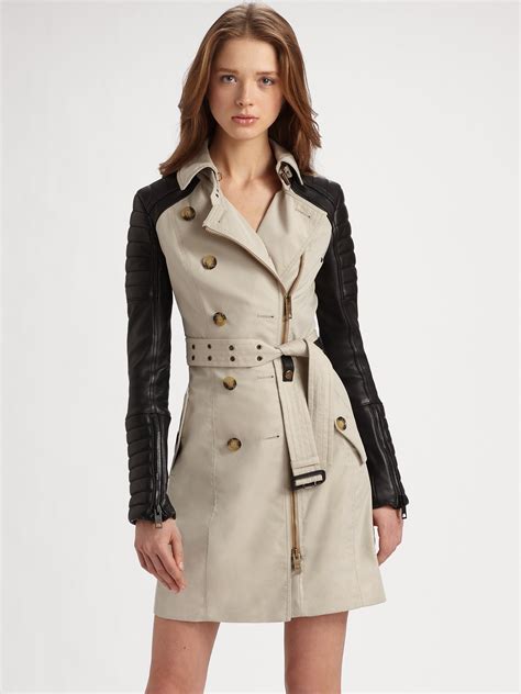 burberry prorsum leather sleeve trench|burberry trench coat designer.